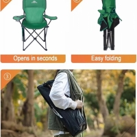 Set doua scaune camping / pescuit, pliabile, verde, 96 x 54 x 86 cm, Vivo AC03